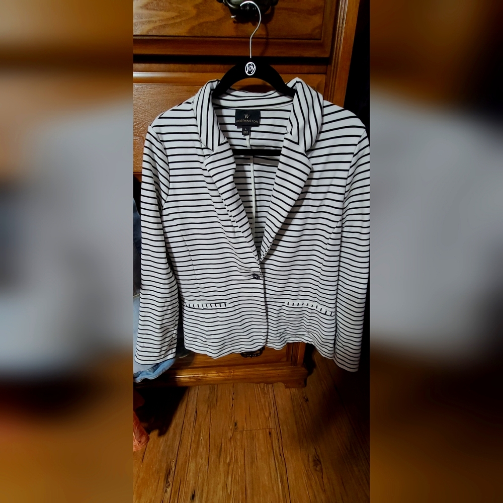 Worthington Black & White Striped Jacket